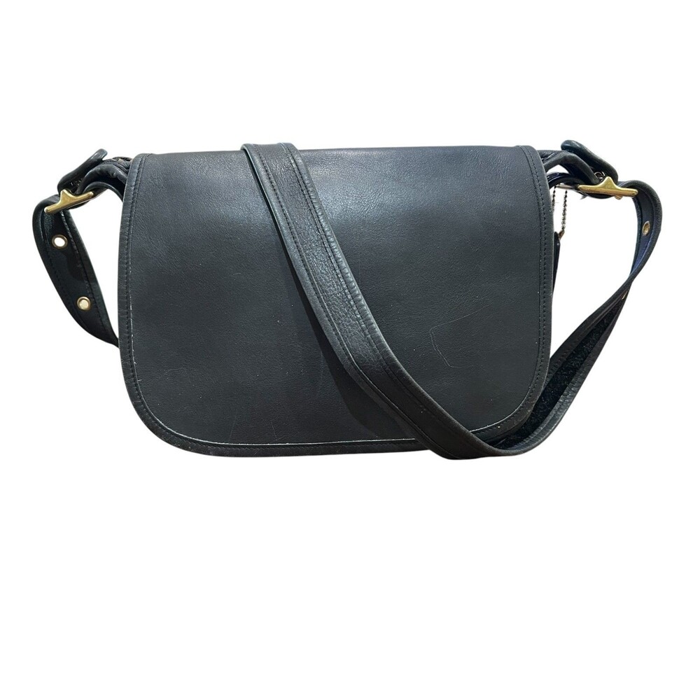 Vintage Y2K '01 COACH Patricia Legacy Saddle Bag E1P-9951  Black Leather